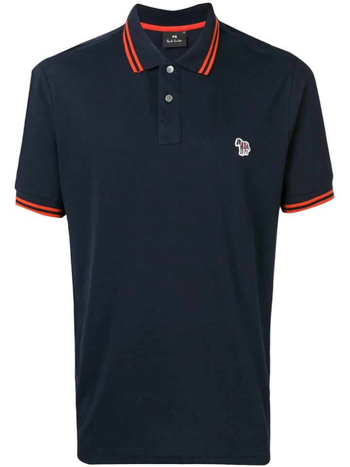 Ps By Paul Smith Zebra Logo Patch Polo Shirt - Blue