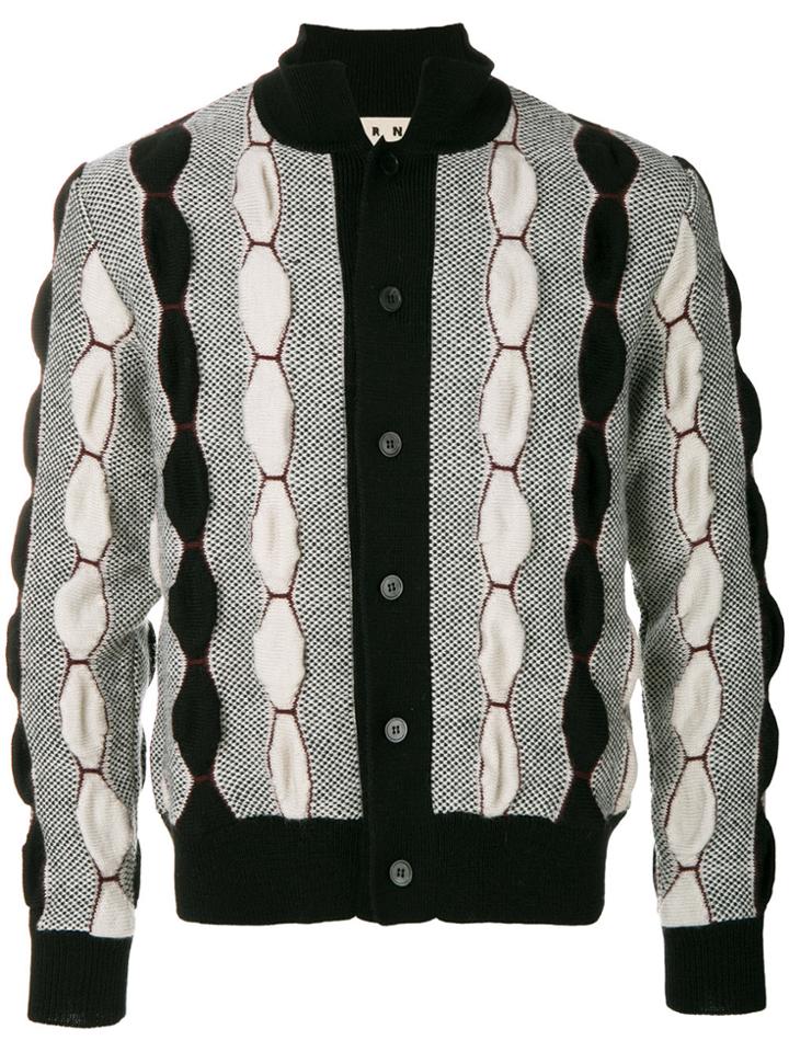 Marni Geometric Paneled Cardigan - Grey