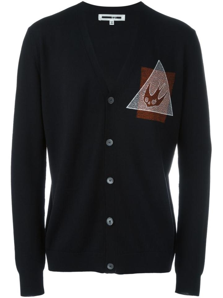 Mcq Alexander Mcqueen 'swallow Glyph' Cardigan, Men's, Size: Large, Black, Wool