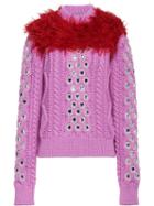 Prada Cordonnet Yarn Sweater With Decorations - Pink