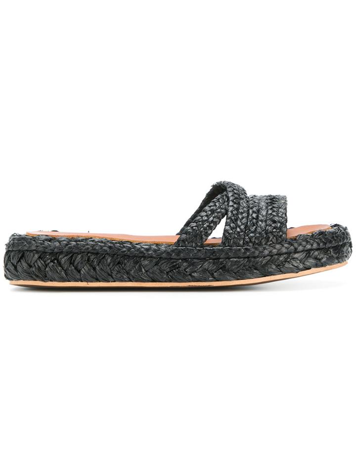 Robert Clergerie Idalie Woven Slides - Black