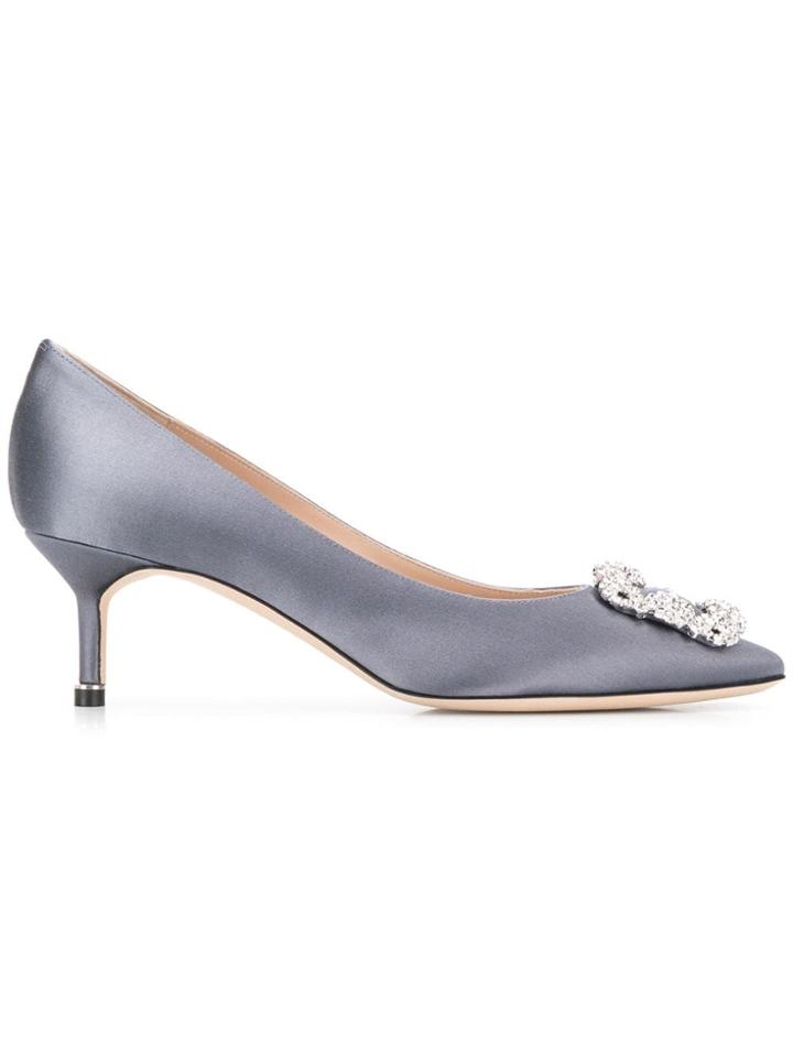 Manolo Blahnik Hangisi Jewel Buckle Pumps - Blue