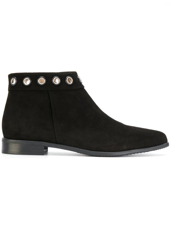 Anna Baiguera Eyelet Trim Ankle Boots - Black