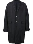 Juun.j 'cocoon' Pinstriped Coat, Men's, Size: 46, Blue, Polyester/polyurethane/rayon/wool