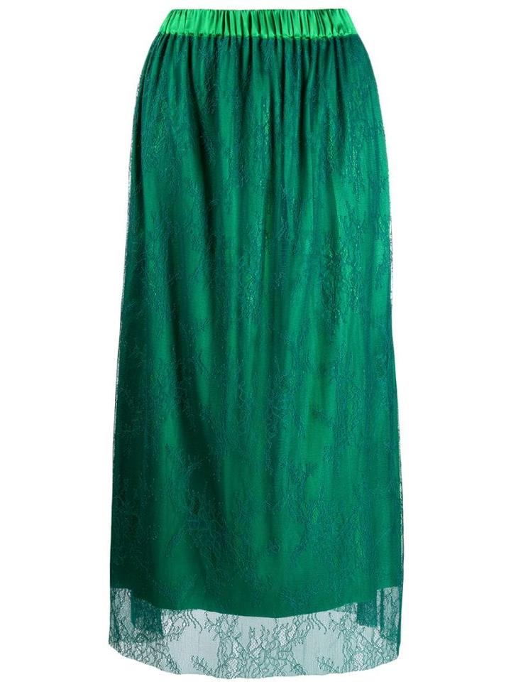 Styland Floral Lace Skirt - Green