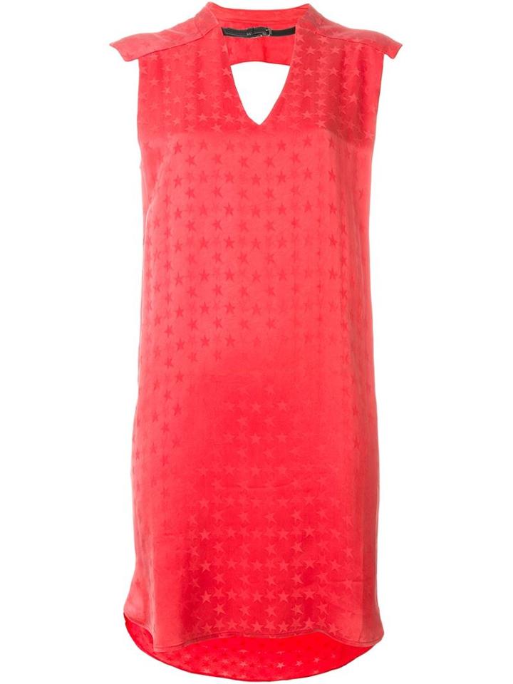 8pm Allover Star Print Loose Fit Dress, Women's, Size: S, Red, Cupro/viscose/polyurethane