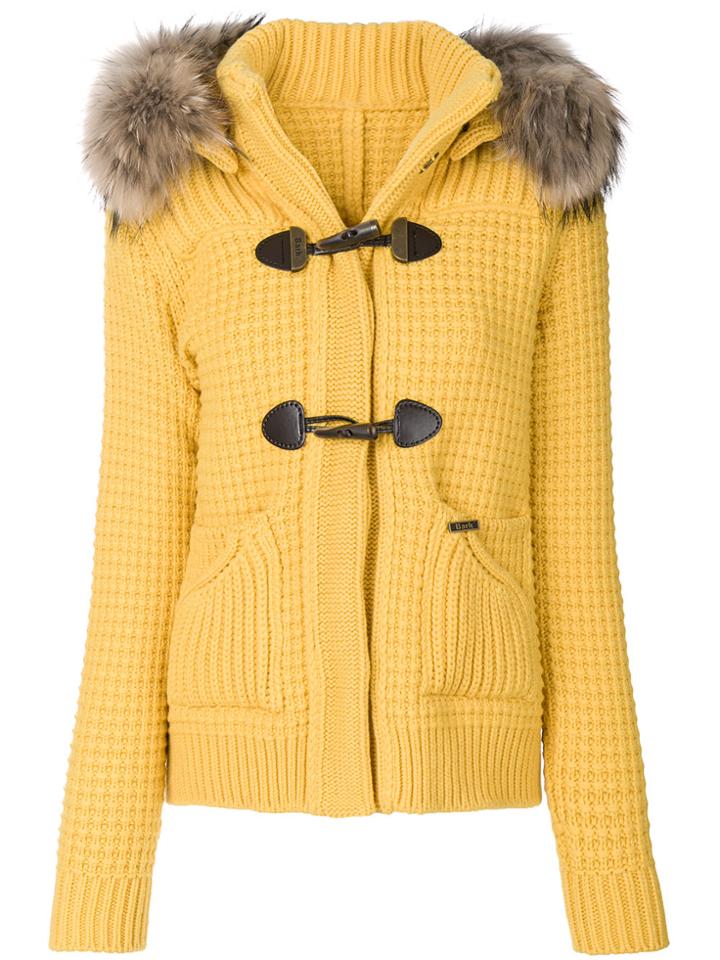 Bark Detachable Hood Chunky Cardigan - Yellow & Orange