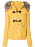 Bark Detachable Hood Chunky Cardigan - Yellow & Orange