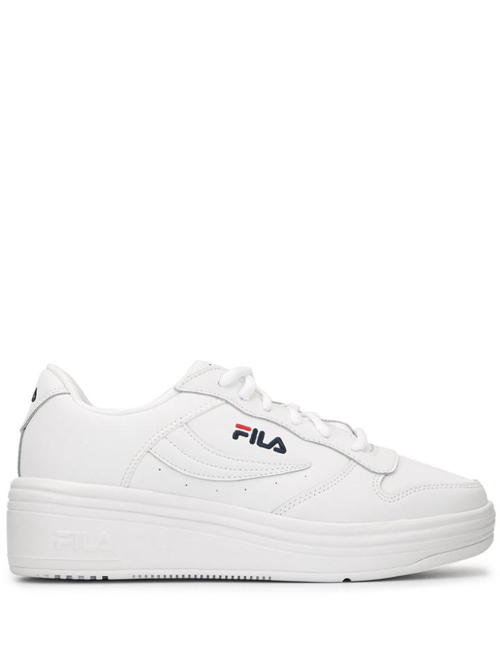 Fila Chunky Heel Logo Embroidered Sneakers - White