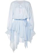 Alexandre Vauthier - Ruffle Detail Dress - Women - Cotton - 36, Blue, Cotton
