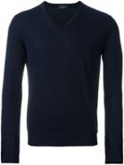 Zanone V-neck Sweater, Men's, Size: 58, Blue, Cotton