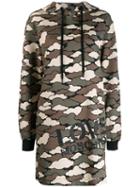 Love Moschino Camo-cloud Print Hoodie-dress - Green