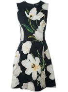 Dolce & Gabbana Tulip Print Dress, Women's, Size: 46, Black, Silk/spandex/elastane/wool