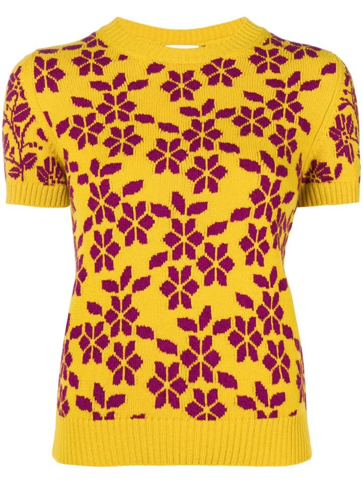 Barrie Cashmere Short Sleeves Sweater - Yellow & Orange