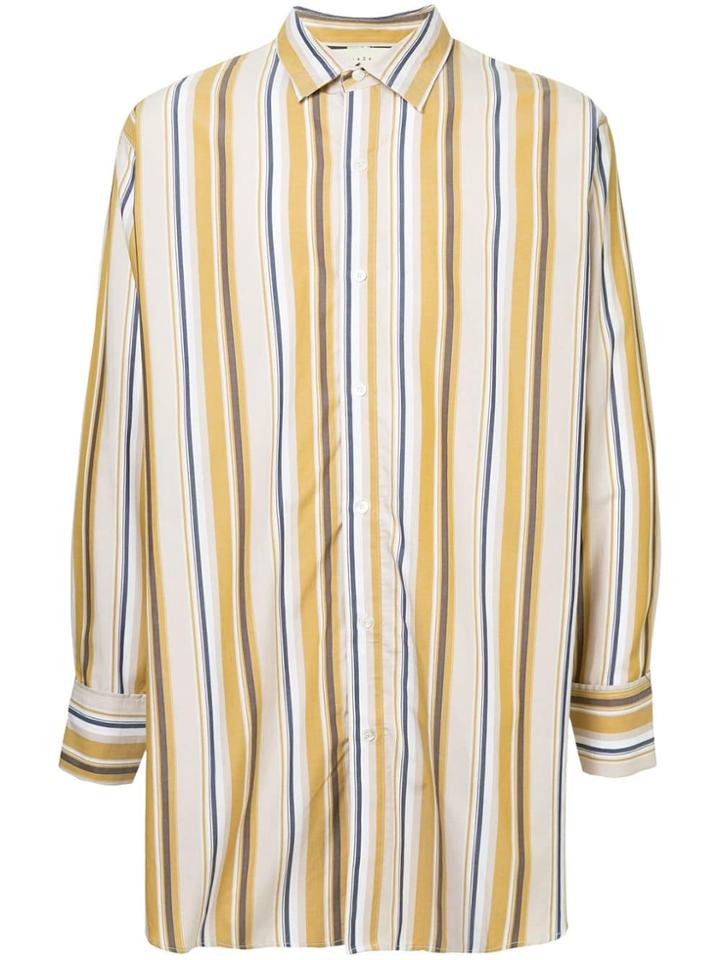 Monkey Time Oversized Stripe Print Shirt - Yellow & Orange