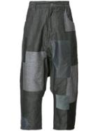 Mostly Heard Rarely Seen Patchwork Cropped Pants - Grey