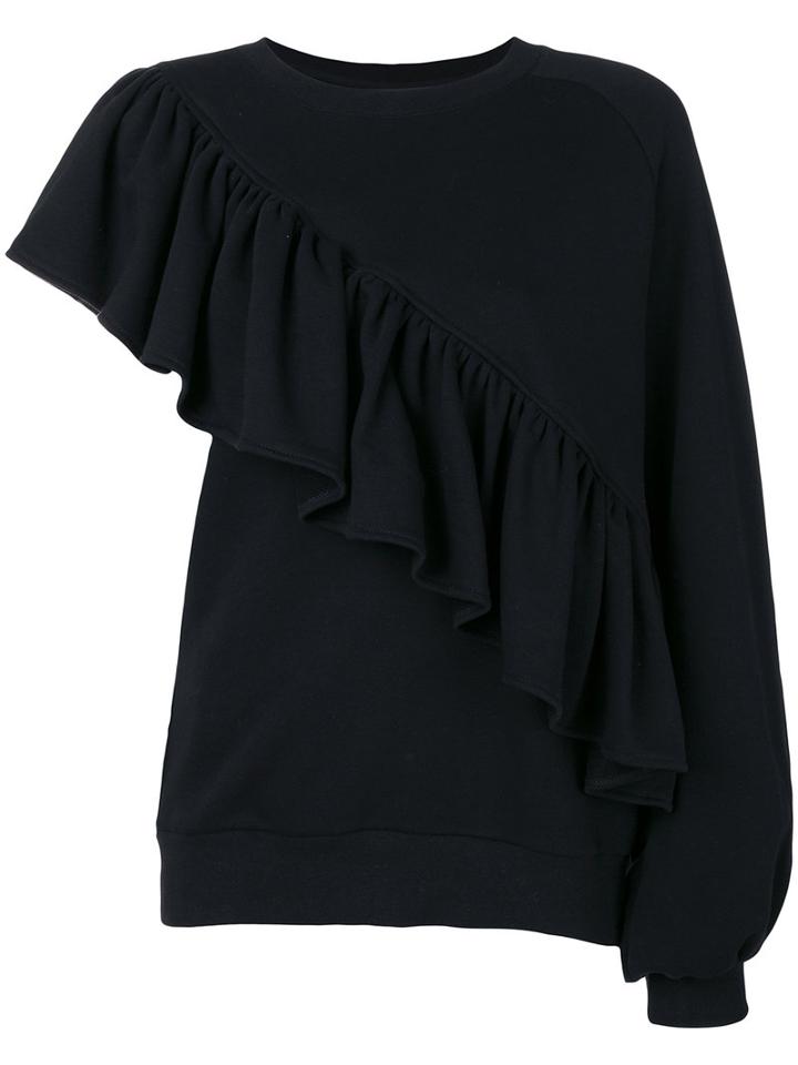 Ioana Ciolacu - Ruffled Top - Women - Cotton/polyester - Xs, Black, Cotton/polyester