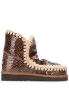 Mou Stitch Detail Snow Boots - Brown