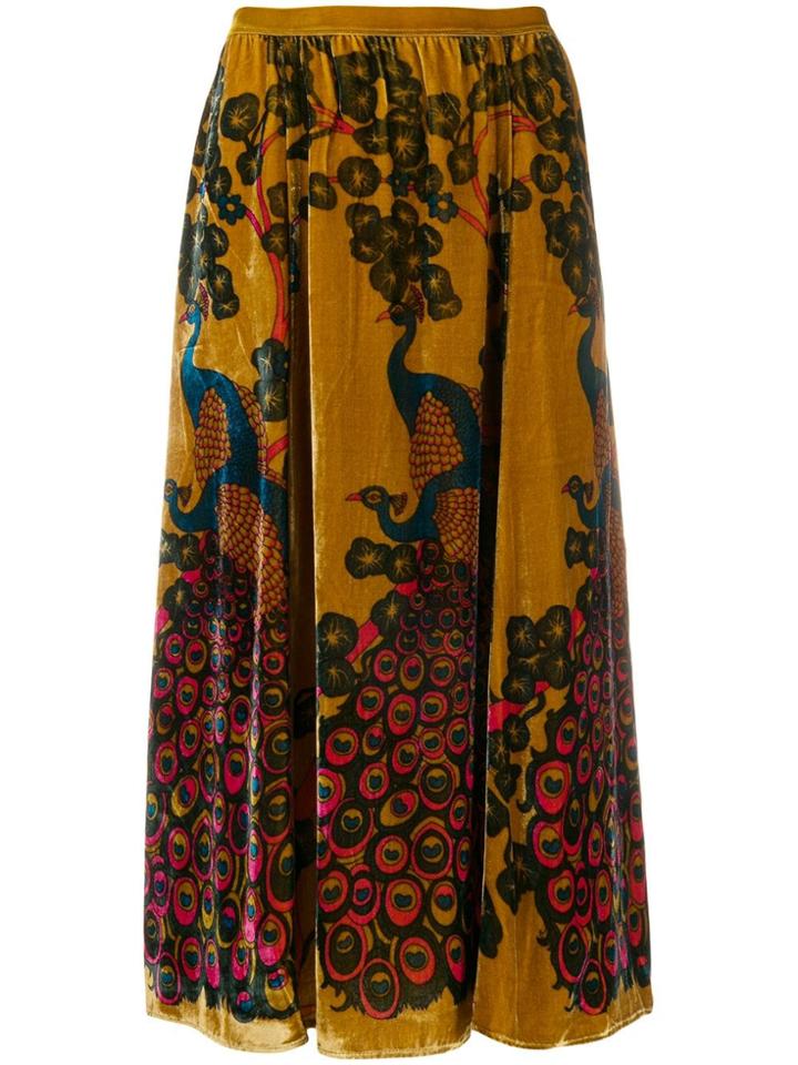 Mes Demoiselles High Waisted Devore Skirt - Yellow
