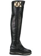 Baldinini Geometric Detail Flatform Boots - Black