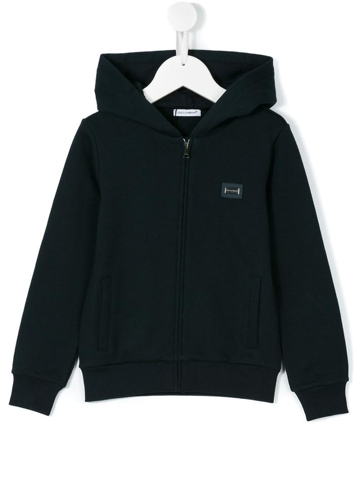 Dolce & Gabbana Kids Zip-up Hooded Sweatshirt, Girl's, Size: 8 Yrs, Blue