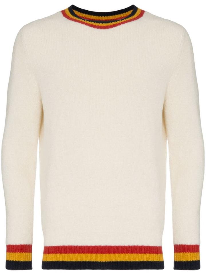 The Elder Statesman Stripe Trim Jumper - White