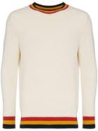 The Elder Statesman Stripe Trim Jumper - White