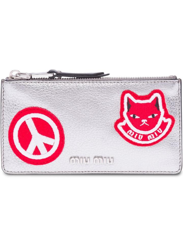 Miu Miu Patch Appliqué Wallet - Grey