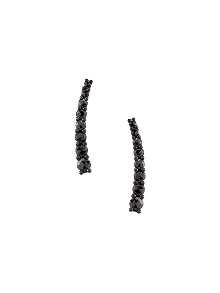 Alinka 'dasha' Black Diamond Small Slider Earrings, Women's, Metallic