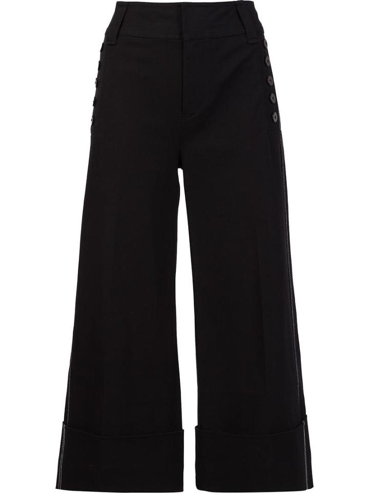 Derek Lam 10 Crosby Cropped Wide Leg Trousers, Women's, Black, Cotton/elastodiene