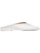 Jil Sander White Square Toe Leather Loafers