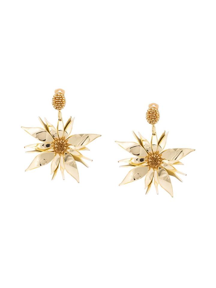 Oscar De La Renta Starfish Flower Earrings - Yellow & Orange