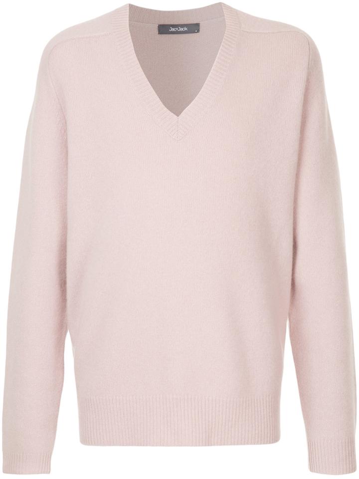 Jac+ Jack Classic Knitted V-neck Jumper - Pink & Purple