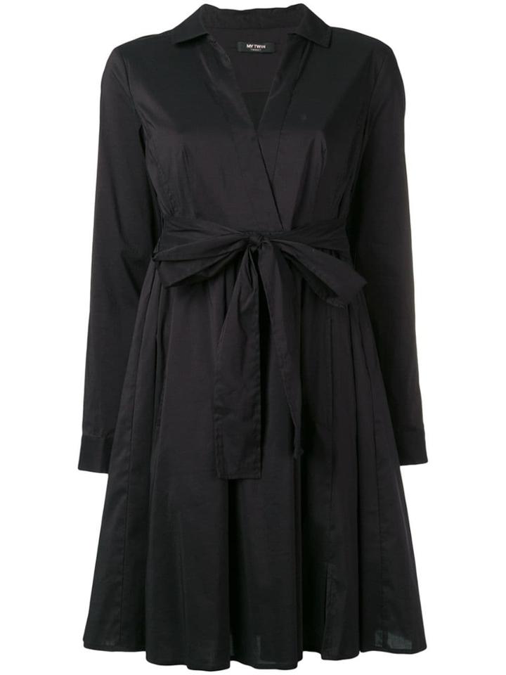 Twin-set Wrap Shirt Dress - Black
