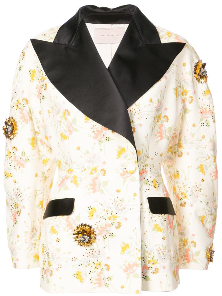 Christopher Kane Contrast Lapel Coat - White