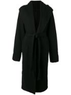 Rick Owens Drkshdw Hooded Belted Cardi-coat, Women's, Size: Small, Black, Cotton