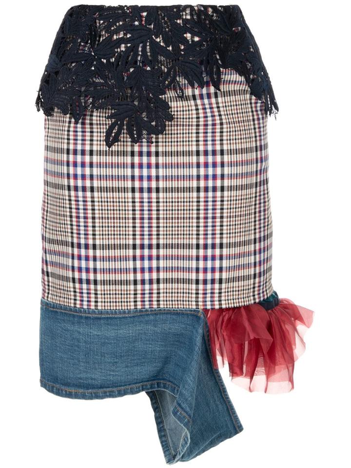 Kolor Lace Detailed Checked Skirt - Multicolour
