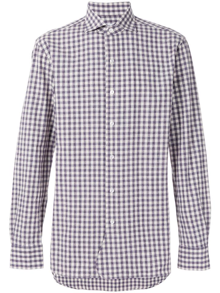Doppiaa Check Straight Hem Shirt - Pink & Purple