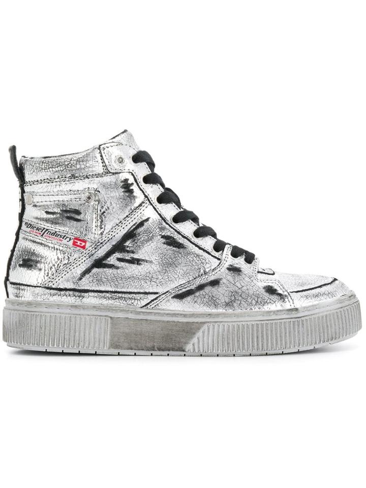 Diesel Lace-up Boots - Silver