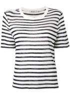 T By Alexander Wang - Striped T-shirt - Women - Linen/flax/viscose - Xs, White, Linen/flax/viscose