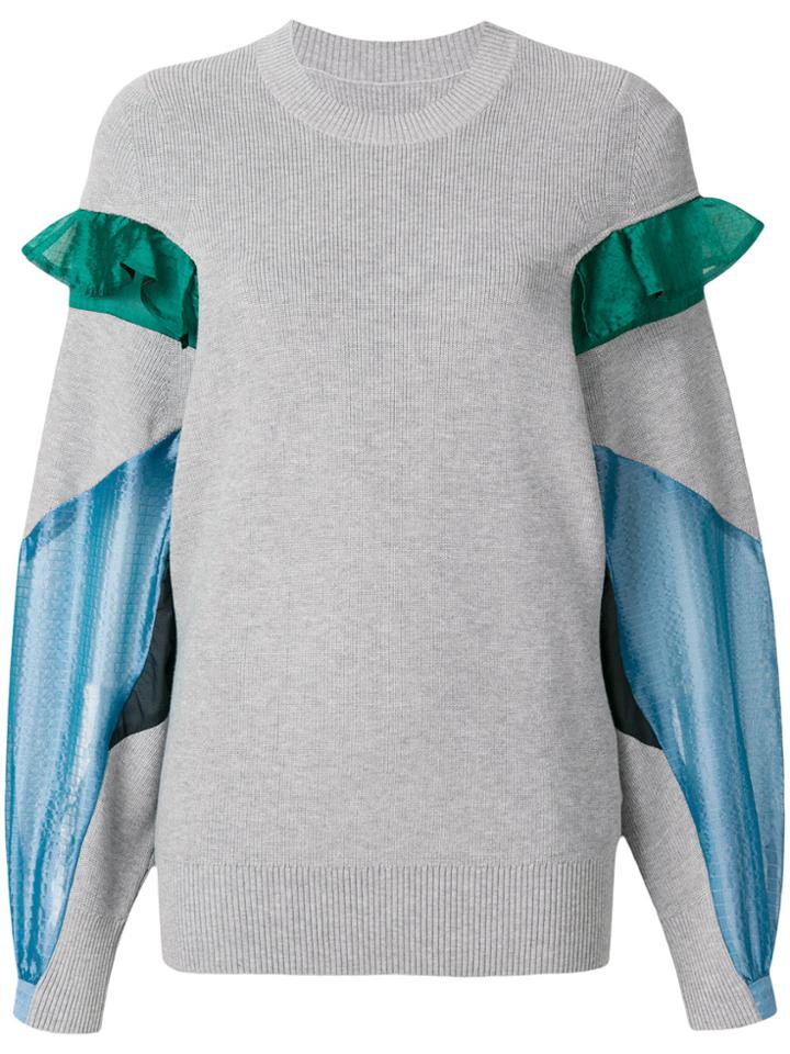 Sacai Ruffle-trimmed Jumper - Grey