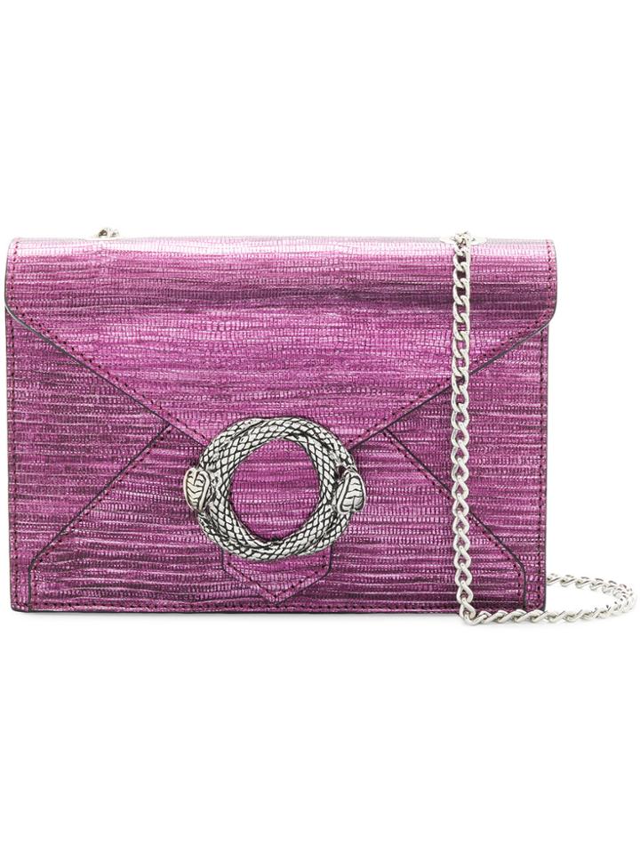 Just Cavalli Snake Embossed Buckled Crossbody - Pink & Purple