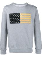 Palm Angels Embroidered Flag Sweatshirt, Men's, Size: Medium, Grey, Cotton