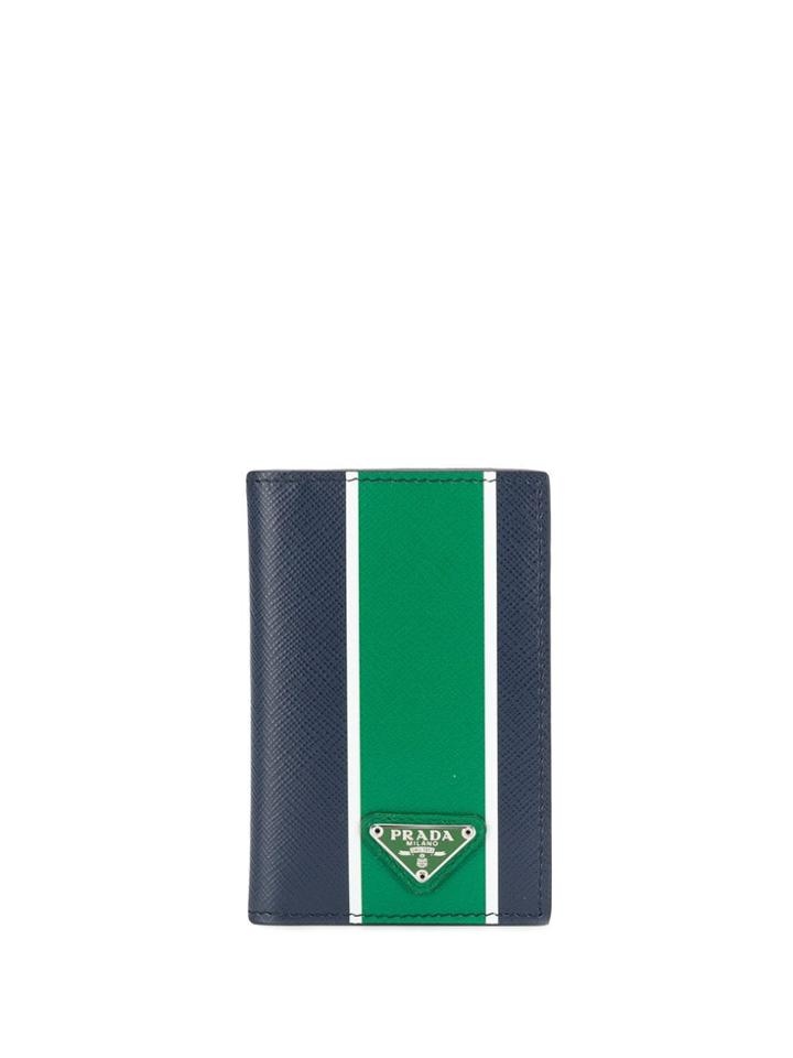 Prada Logo Plaque Card Holder - Blue