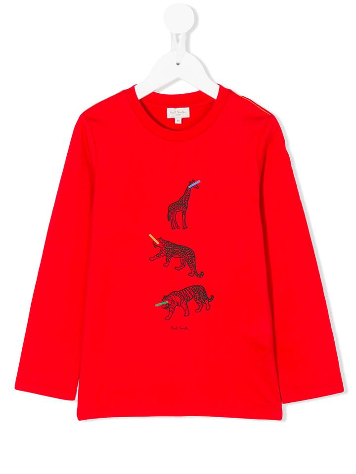 Paul Smith Junior - Animals Print Top - Kids - Cotton - 10 Yrs, Red