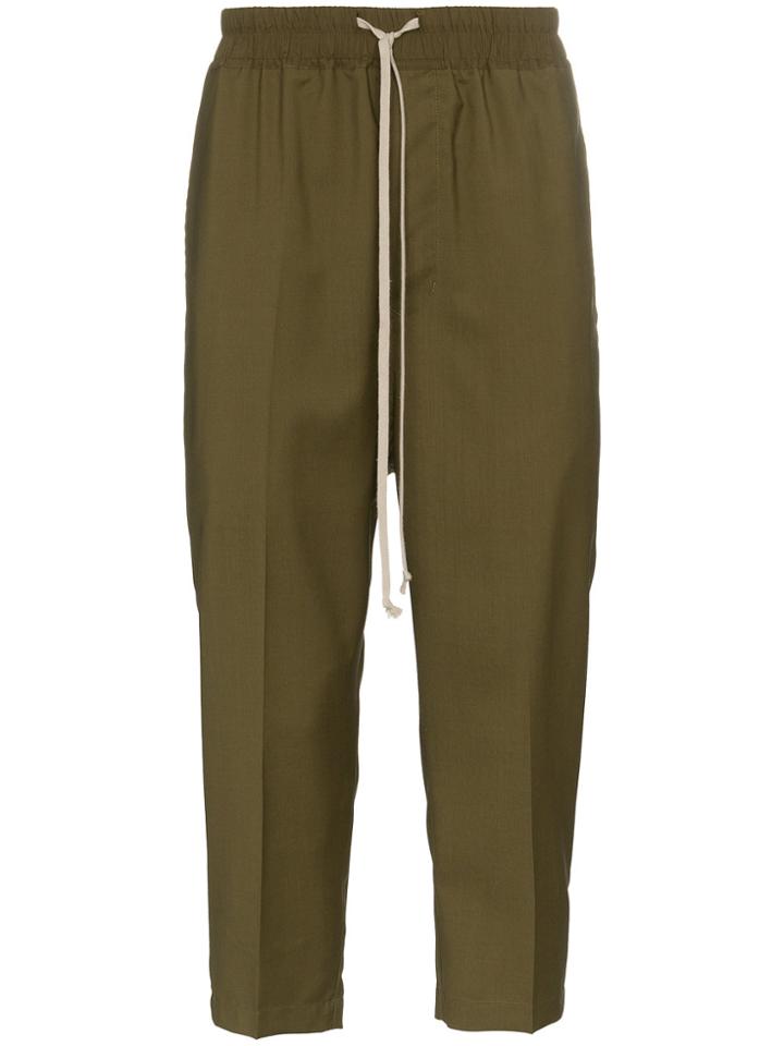 Rick Owens Drawstring Cropped Trousers - Green