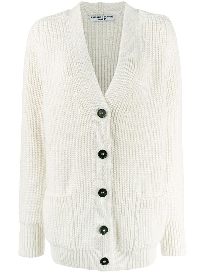 Katharine Hamnett London Bennie Button Up Cardigan - White