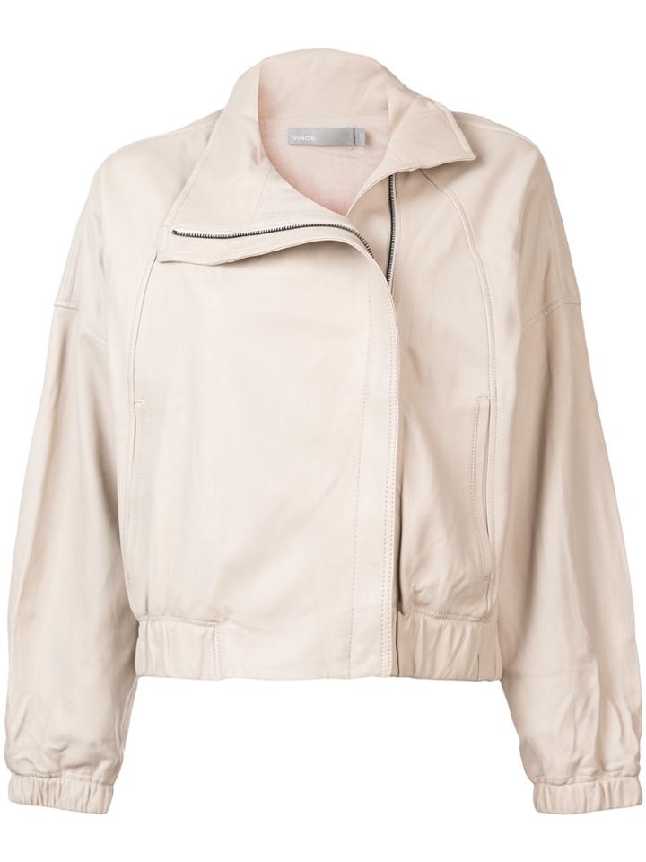 Vince Asymmetrical Leather Jacket - Nude & Neutrals