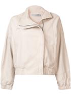 Vince Asymmetrical Leather Jacket - Nude & Neutrals