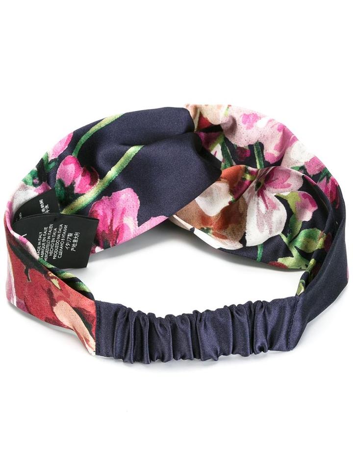 Gucci Blooms Print Hairband, Blue, Silk